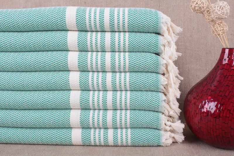 Toallita de spa de algodón orgánico Peshkir a rayas, 18 x 40 pulgadas