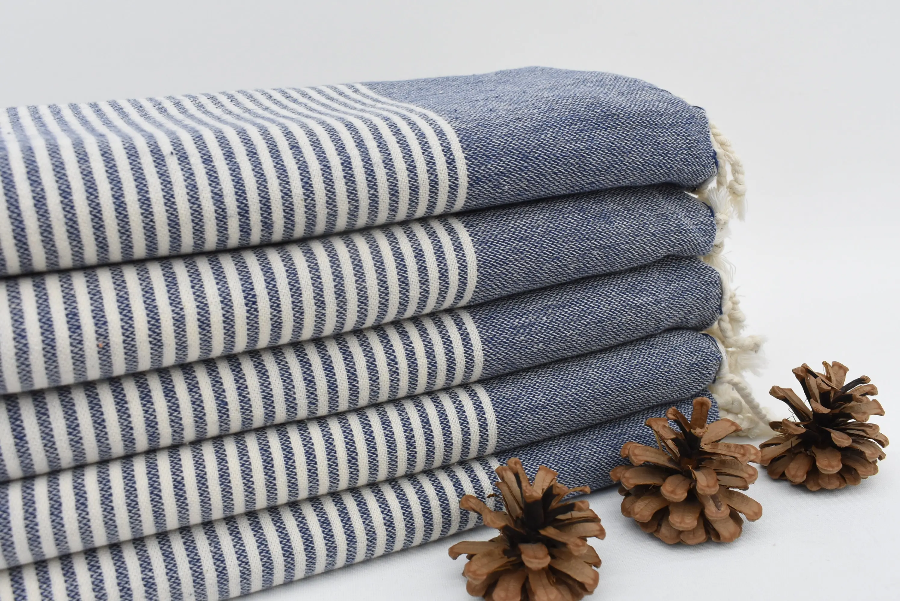Personalized Beach Towel Navy Blue Stripes, 70x40 Inches - 1