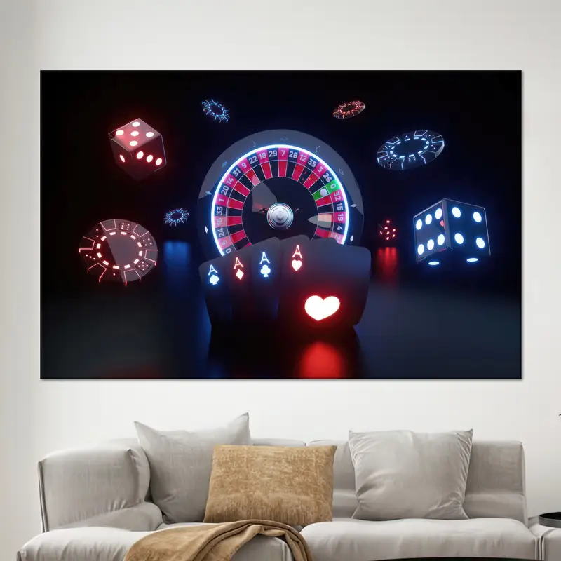 Elegant Roulette Canvas: Game Room Art for Man Cave