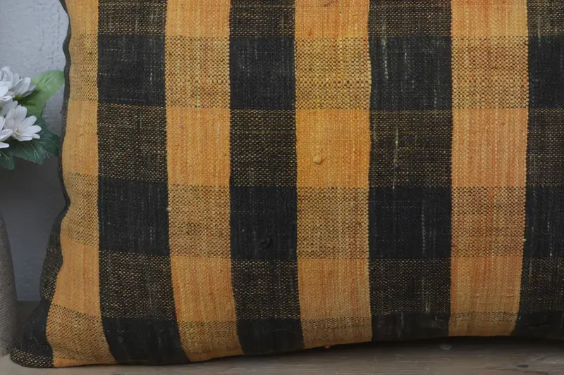 Throw Kilim Pillow, Cushion, Kilim Cushion Sham, Art Deco Cushion, 16x24 Yellow Pillow, Turkish Pillow, Sofa Pillow, Muted Pillow Sham - 3
