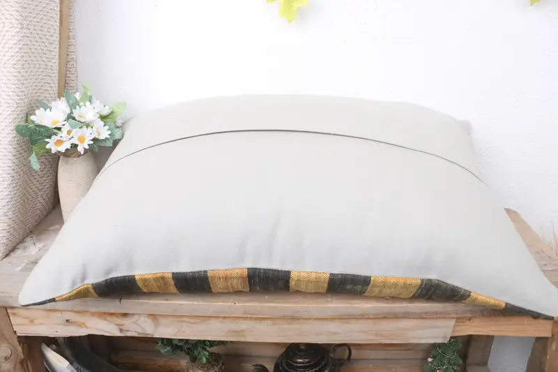 Throw Kilim Pillow, Cushion, Kilim Cushion Sham, Art Deco Cushion, 16x24 Yellow Pillow, Turkish Pillow, Sofa Pillow, Muted Pillow Sham - 7