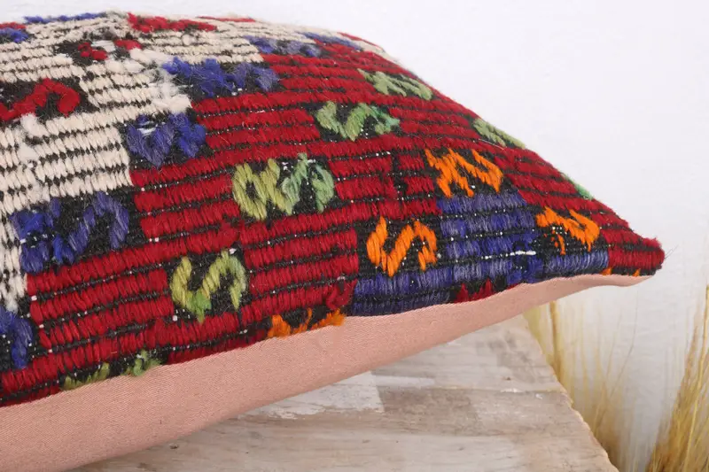 Toss Pillow Case, Pillow Sham, Vintage Kilim Pillow, Square Throw Cushion Case, Gift Pillow, 12x20 Red Cushion Cover, Pillow for Sofa - 6