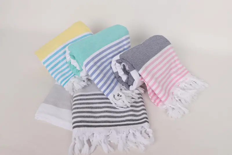Handwoven Turkish bath towel, Gift For Mom, 68x36 Cotton Striped Terry Towel, Bridal Shower Gift, Wedding Favors, Lightweight Turkish towel - 7