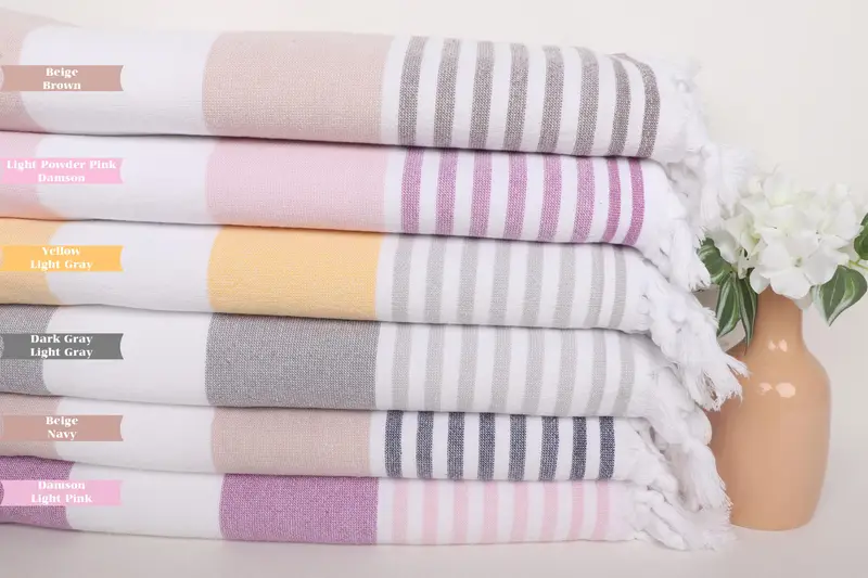 Handwoven Turkish bath towel, Gift For Mom, 68x36 Cotton Striped Terry Towel, Bridal Shower Gift, Wedding Favors, Lightweight Turkish towel - 2