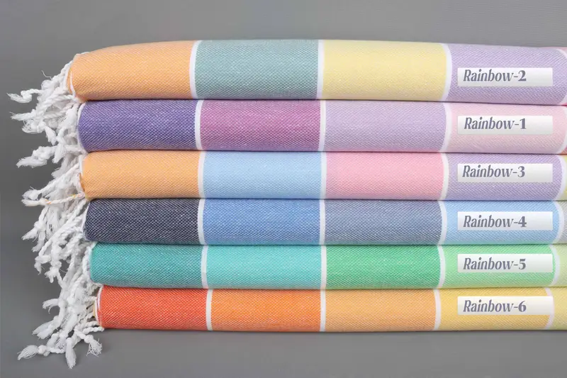 Absorbent Turkish Bath Towel, Organic Cotton, Striped, Beige, 40x71 Inches