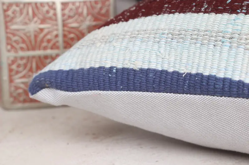 12x12 Blue Cushion Cover, Boho Pillow, Kilim Pillow, Pillow Sham, Ethnical Kilim Rug Pillow, Bright Pillow Cover, Bolster Cushion Cover - 7