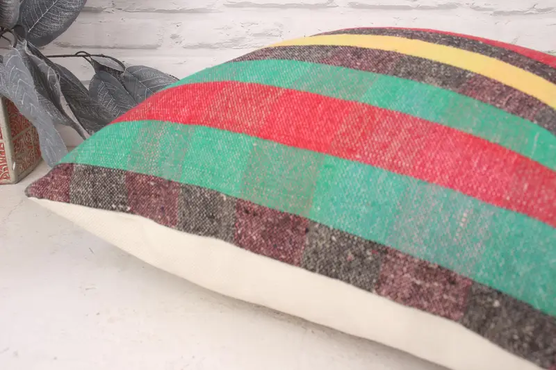 Kilim Pillow Cover, Cushion, Pillow for Sofa, 18x18 Red Cushion, Turkish Kilim Pillow, Sofa Cushion Cover, Accent Pillow, Seat Pillow Cover - 6