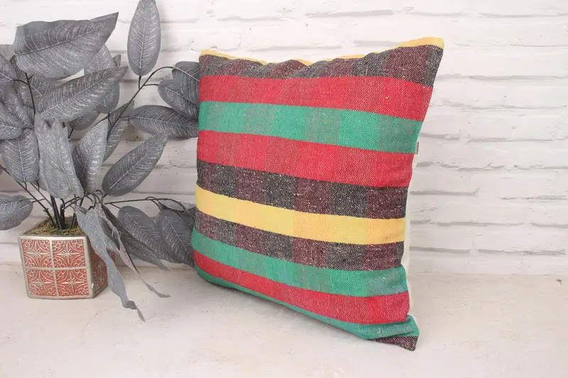 Kilim Pillow Cover, Cushion, Pillow for Sofa, 18x18 Red Cushion, Turkish Kilim Pillow, Sofa Cushion Cover, Accent Pillow, Seat Pillow Cover - 4