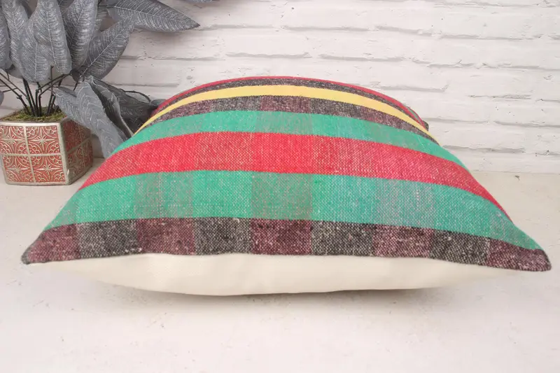Kilim Pillow Cover, Cushion, Pillow for Sofa, 18x18 Red Cushion, Turkish Kilim Pillow, Sofa Cushion Cover, Accent Pillow, Seat Pillow Cover - 5