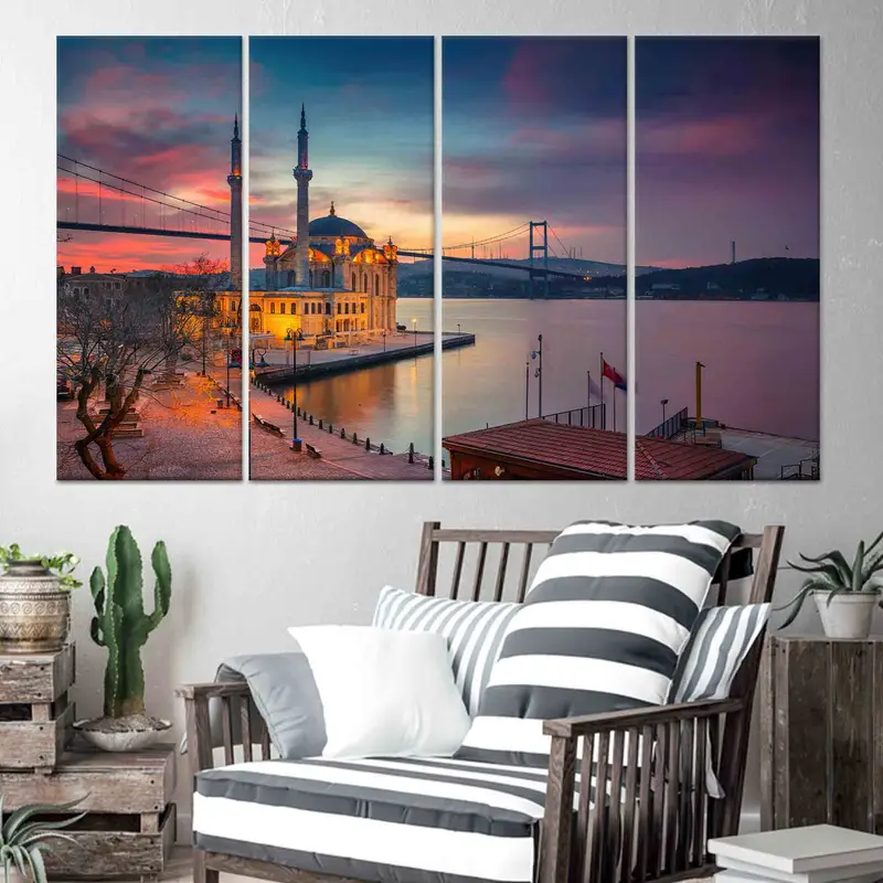 イスタンブール サンセット キャンバス: 鮮やかなトルコの海景アート