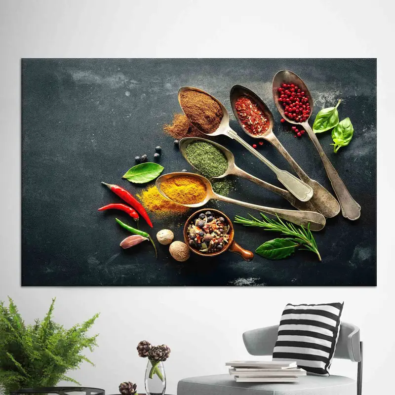 エレガントなインディアン スパイス キャンバス: 鮮やかなダイニング ルーム アート