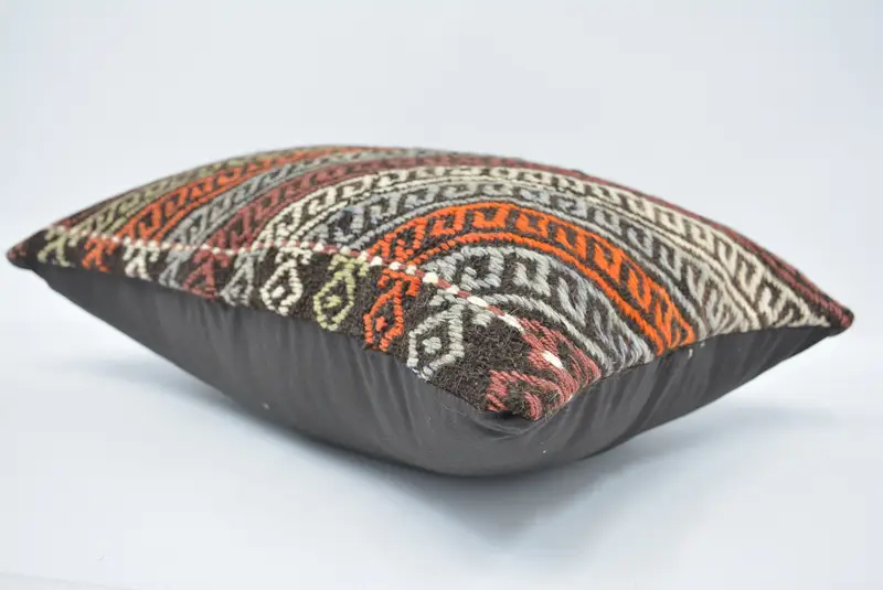 Pillow Case, Kilim Cushion Sham, Pillow for Sofa, Ethnical Kilim Rug Pillow, Crochet Pattern Pillow Cover, 16x24 Red Pillow Sham - 6