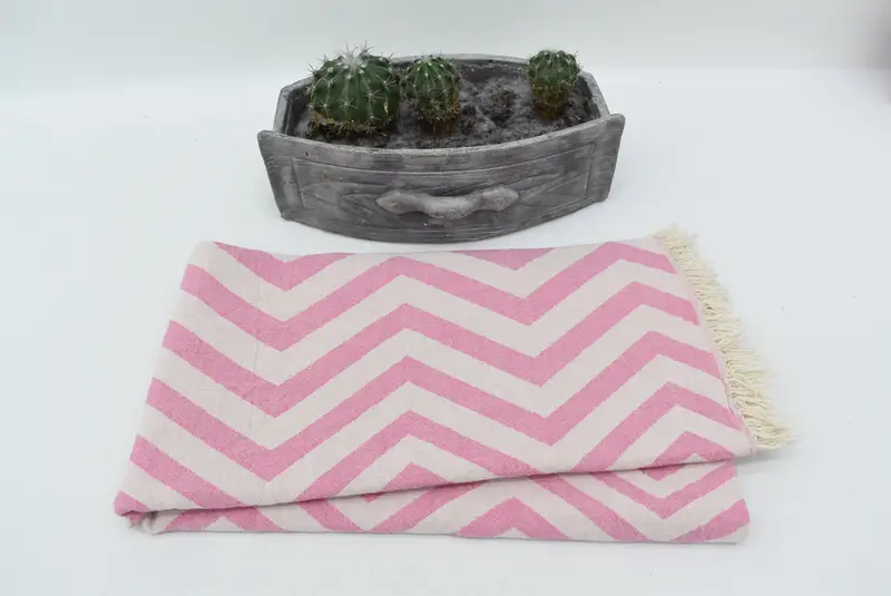 Organic Cotton Towel, Bachelorette Party Favors, 70x40 Cotton Zigzag Design Towel, Bridal Shower Favor, Handmade Gift, Lightweight Turkish towel - 3