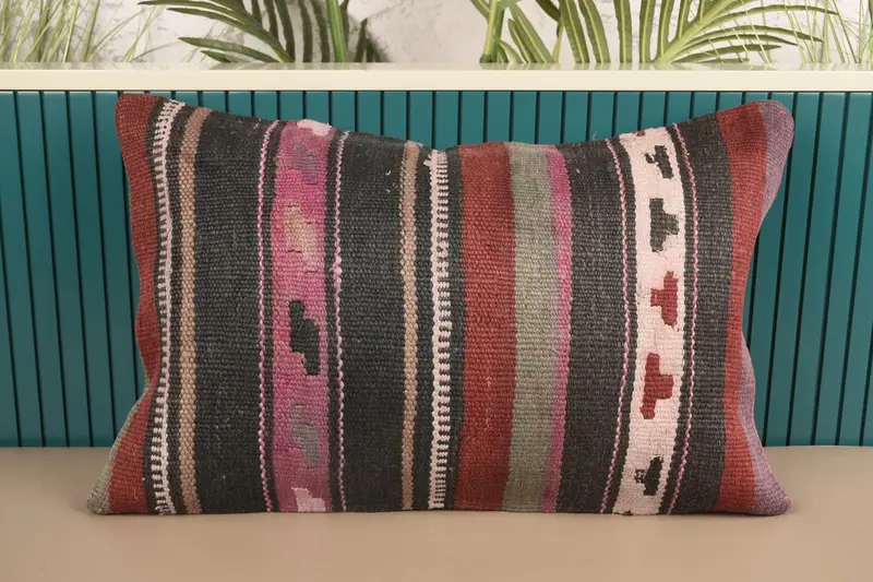 Turkish Striped Purple Pillowcase, Gift 16x24 inch Pillow Cover - 1