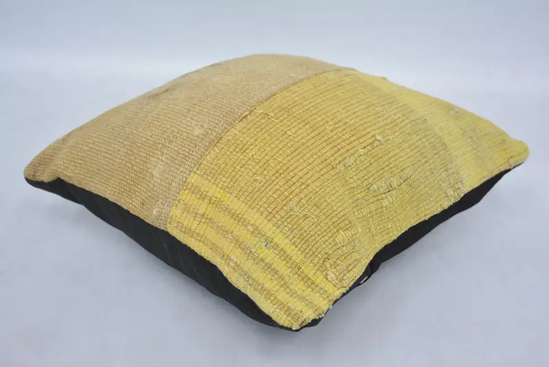 Accent Throw Pillow Sham, Vintage Kilim Pillow, Cushion, Vintage Kilim Throw Pillow, Turkish Pillow, 14x14 Beige Cushion Cover - 6
