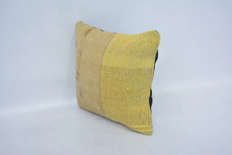 Accent Throw Pillow Sham, Vintage Kilim Pillow, Cushion, Vintage Kilim Throw Pillow, Turkish Pillow, 14x14 Beige Cushion Cover - 4