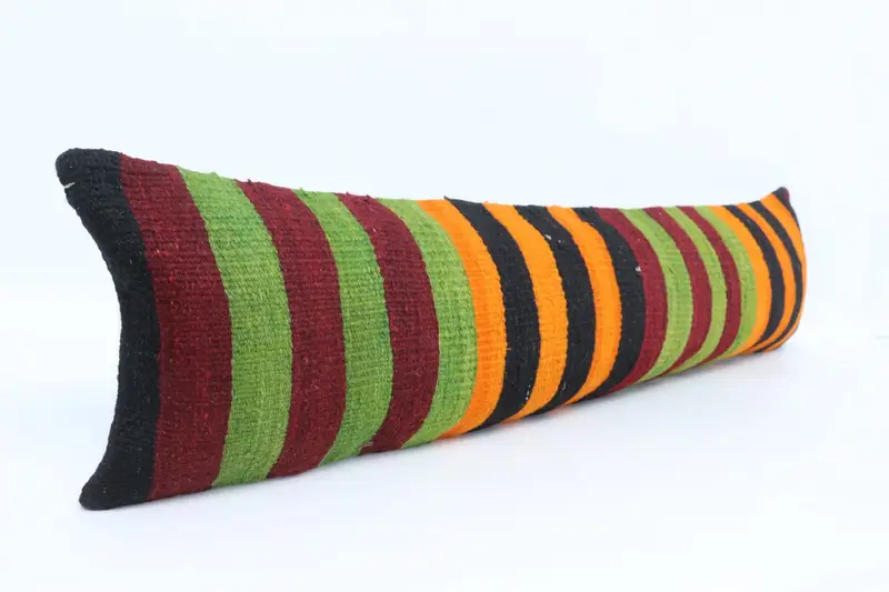 Turkish Bench Cushion Case, Interior Designer Pillow, Pillow for Sofa, Vintage Kilim Throw Pillow, Pillow Case, 12x48 Orange Cushion Case - 3