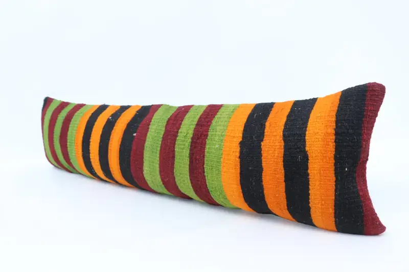 Turkish Bench Cushion Case, Interior Designer Pillow, Pillow for Sofa, Vintage Kilim Throw Pillow, Pillow Case, 12x48 Orange Cushion Case - 4