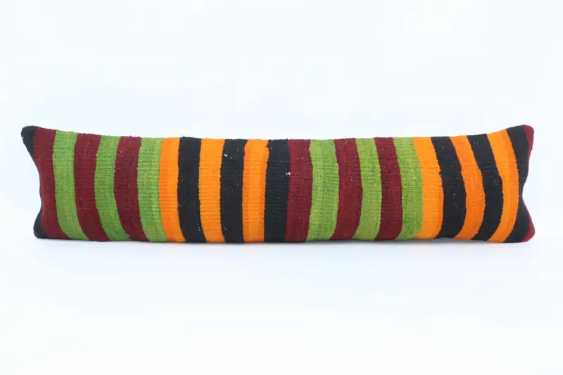 Turkish Bench Cushion Case, Interior Designer Pillow, Pillow for Sofa, Vintage Kilim Throw Pillow, Pillow Case, 12x48 Orange Cushion Case - 1