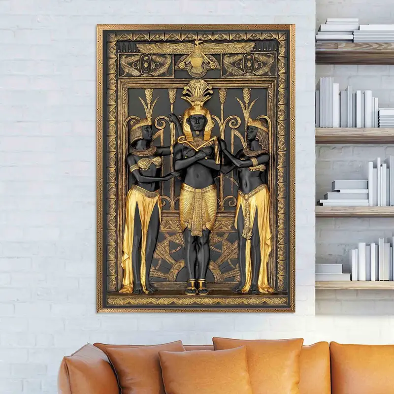 Ancient Egyptian Anubis Black & Gold Printed Canvas