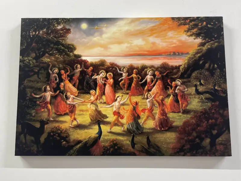 Rasa Lila Dance of Radha Krishna, Rasa Lila Dance, Canvas Wall Art, Radha Krishna Wall Art, Dance Wall Art, Hindu Gift, Indian Wall Decor, - 7