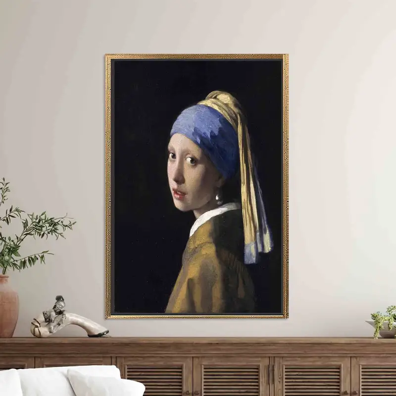 フェルメールの「真珠の首飾りの女」プリントキャンバス