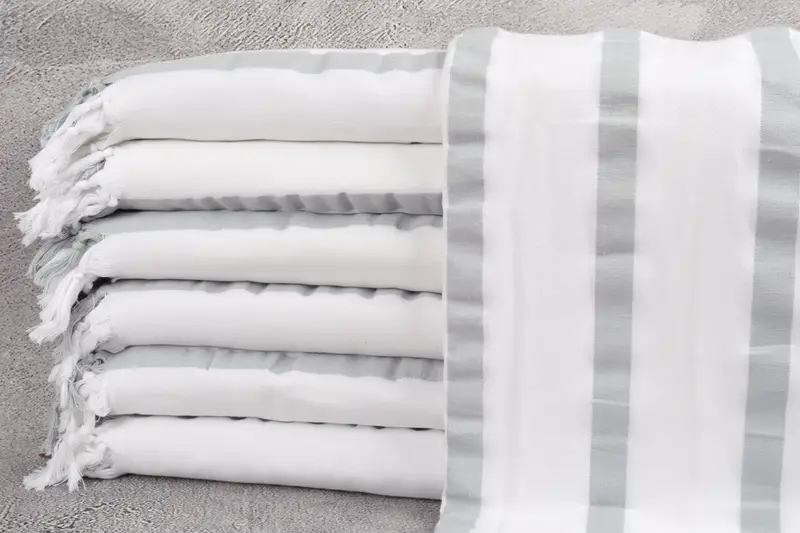 Kişiye Özel Türk Havlusu, Banyo Havlusu, Kahve-Gri, Çizgili, 38x73 İnç