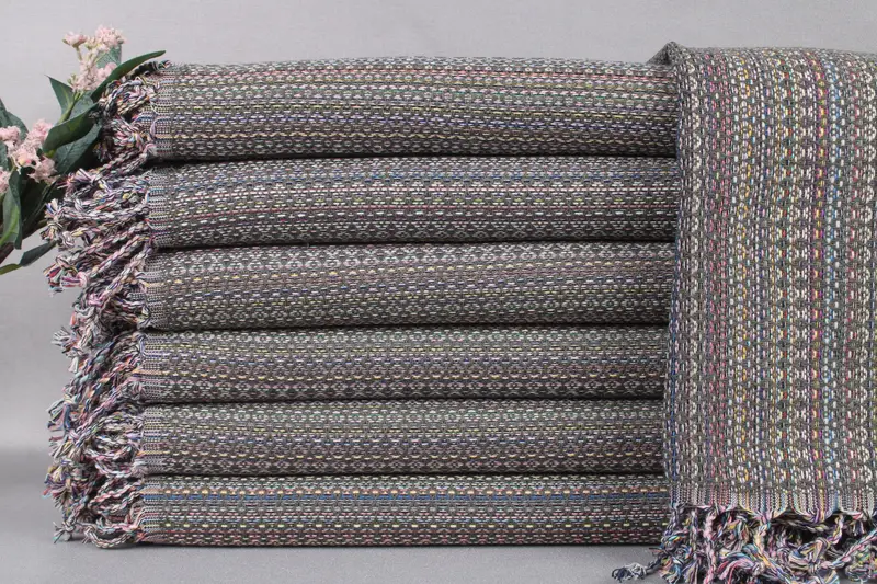 Turkish Bath Towel Khaki Green with Beige, 40x71 Inches