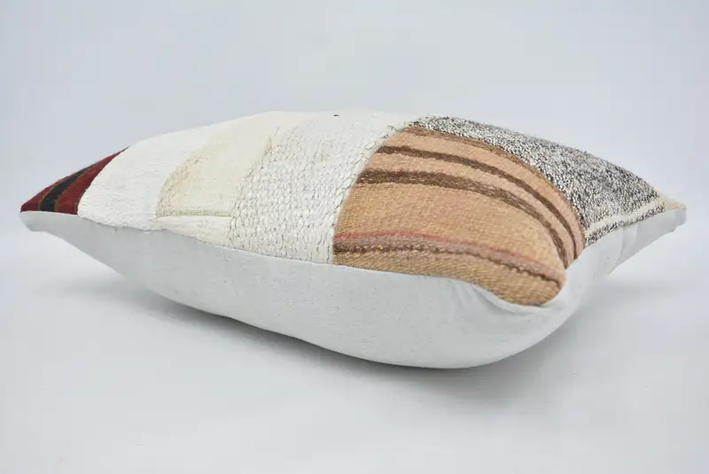 Pillow Cover, Handmade Kilim Cushion, Kilim Pillow Cover, 16x24 White Cushion Cover, Turkish Bench Pillow Sham, Boho Pillow Sham Cover - 6