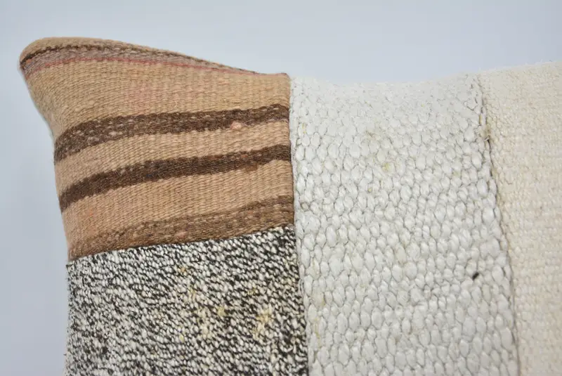 Pillow Cover, Handmade Kilim Cushion, Kilim Pillow Cover, 16x24 White Cushion Cover, Turkish Bench Pillow Sham, Boho Pillow Sham Cover - 2