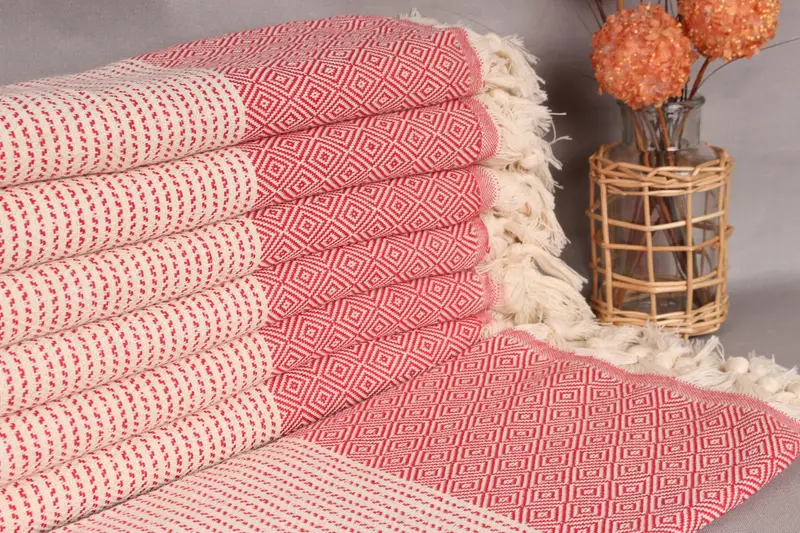 Red Diamond Beach Towel Bridesmaid Gift, 36x71 Inches