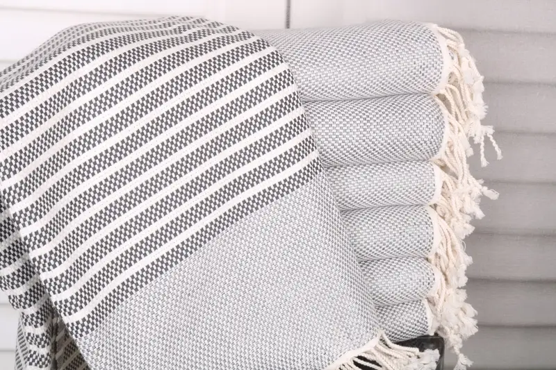 Personalized Turkish Towel Dark Gray 40x75 Inches Organic Cotton