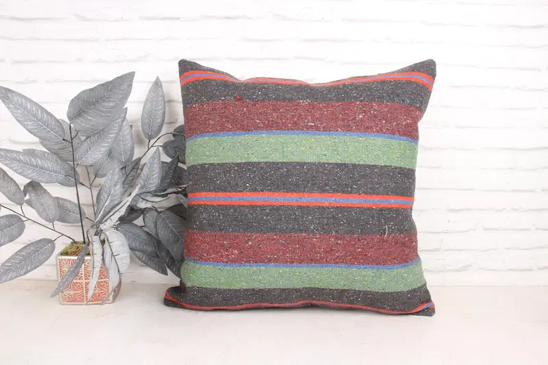 Hippie Throw Cushion, 24x24 Green Pillow, Cushion, Antique Pillows, Pillow for Sofa, Vintage Pillow, Art Deco Cushion Case, Bright Cushion - 1