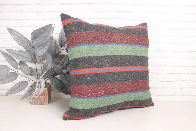 Hippie Throw Cushion, 24x24 Green Pillow, Cushion, Antique Pillows, Pillow for Sofa, Vintage Pillow, Art Deco Cushion Case, Bright Cushion - 3