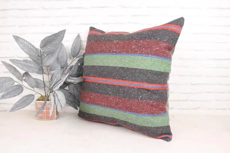 Hippie Throw Cushion, 24x24 Green Pillow, Cushion, Antique Pillows, Pillow for Sofa, Vintage Pillow, Art Deco Cushion Case, Bright Cushion - 4