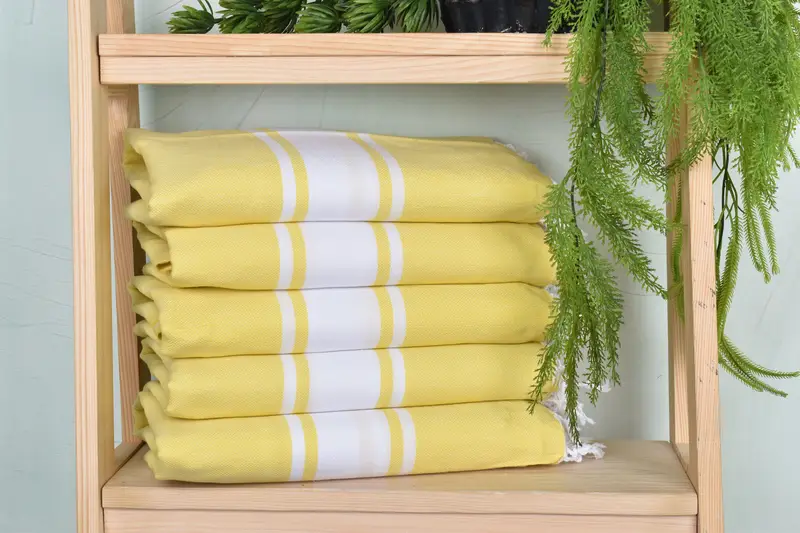 Striped Towel Yellow Organic Cotton, Bath Towel, 40x71 Inches