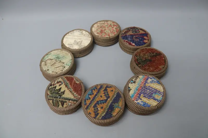 Bohemian Pattern Round Coaster, Unique Non-Slip Coffee Cup Pad