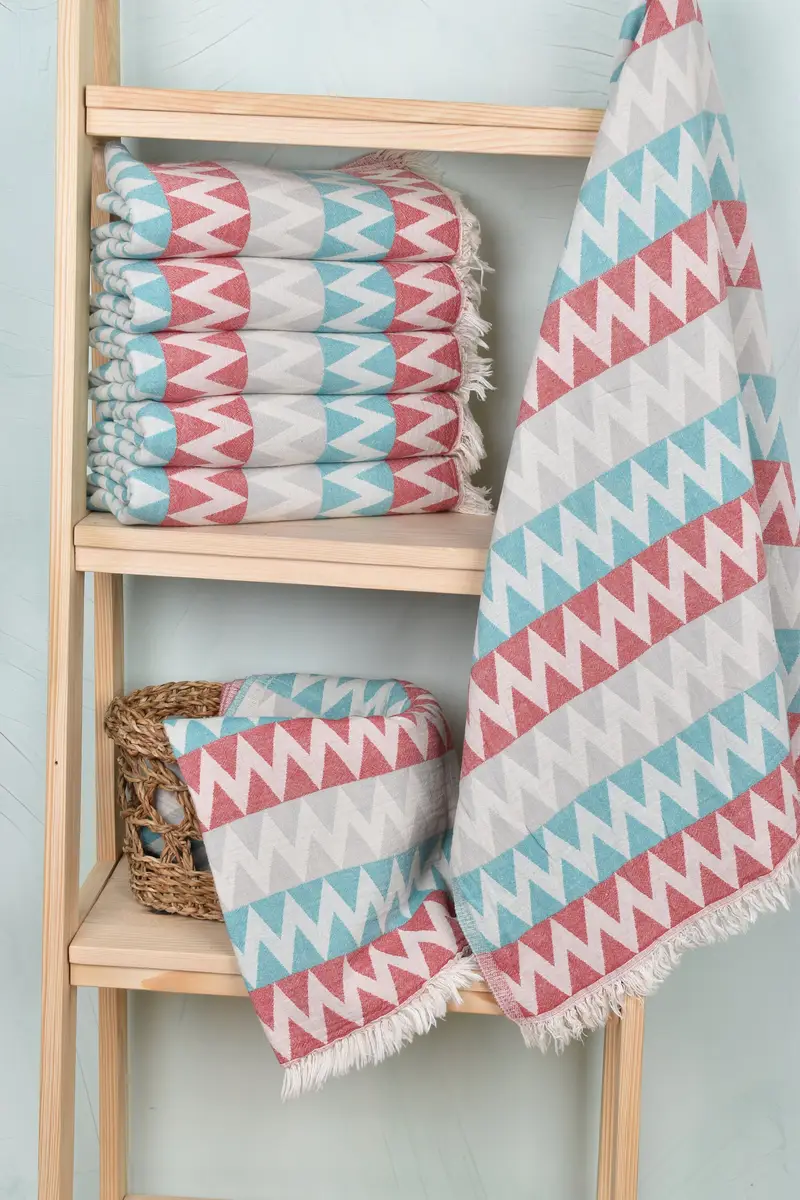 Turkish Towel Bulk, Personalized Gifts, Bridesmaid Proposal Gift, Monogrammed Beach Towel, 70x40 Cotton Zigzag Design Towel, Turkish Towel Beach - 3