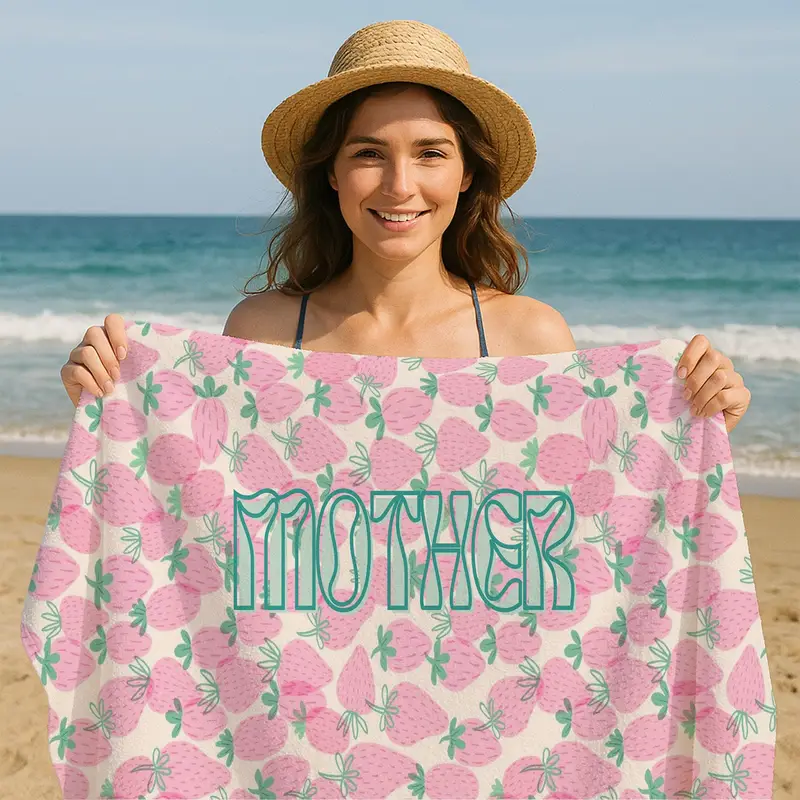 Organic Cotton Pink Beach Towel, Perfect for Summer Pool Days and Vacations - 1