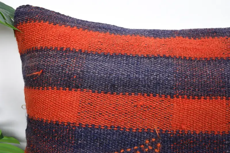 Pet Cushion Cover, 20x20 Orange Cushion Cover, Pillow Sham, Throw Kilim Pillow, Knitted Pillow Cover, Turkish Kilim Pillow, Kilim Pillow Cover - 2