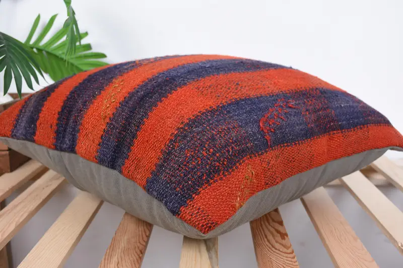 Pet Cushion Cover, 20x20 Orange Cushion Cover, Pillow Sham, Throw Kilim Pillow, Knitted Pillow Cover, Turkish Kilim Pillow, Kilim Pillow Cover - 6