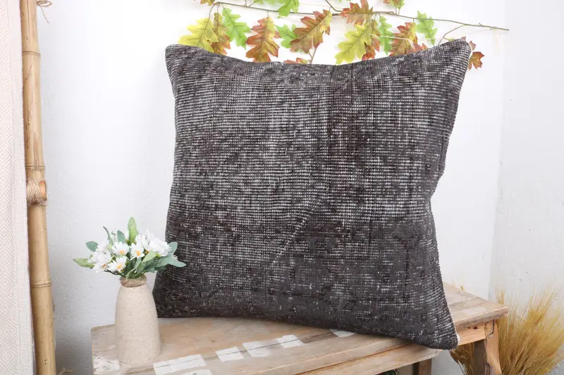 Square Throw Pillow Cover, 24x24 Blue Cushion Case, Pillow Sham, Kilim Cushion Sham, Vintage Kilim Pillow, Ethnical Kilim Rug Pillow - 4