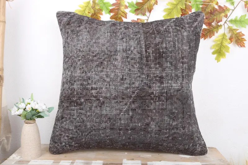 Square Throw Pillow Cover, 24x24 Blue Cushion Case, Pillow Sham, Kilim Cushion Sham, Vintage Kilim Pillow, Ethnical Kilim Rug Pillow - 2