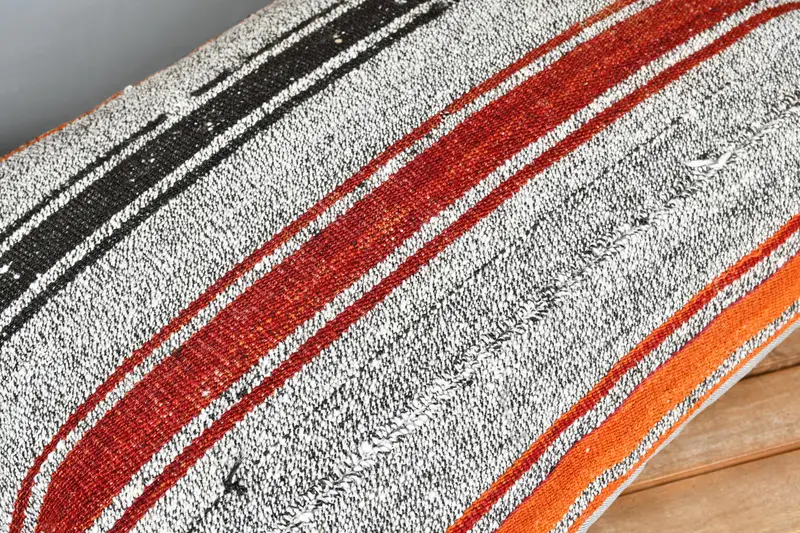 Kilim Pillow Cover, 20x28 White Cushion, Pillow for Couch, Ethnical Kilim Rug Pillow, Cushion Cover, Handmade Throw Cushion Cover - 3