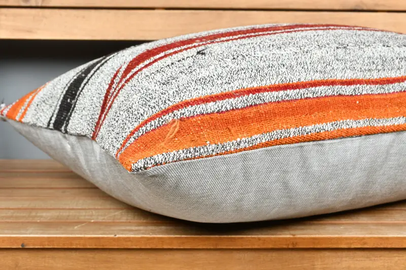 Kilim Pillow Cover, 20x28 White Cushion, Pillow for Couch, Ethnical Kilim Rug Pillow, Cushion Cover, Handmade Throw Cushion Cover - 4