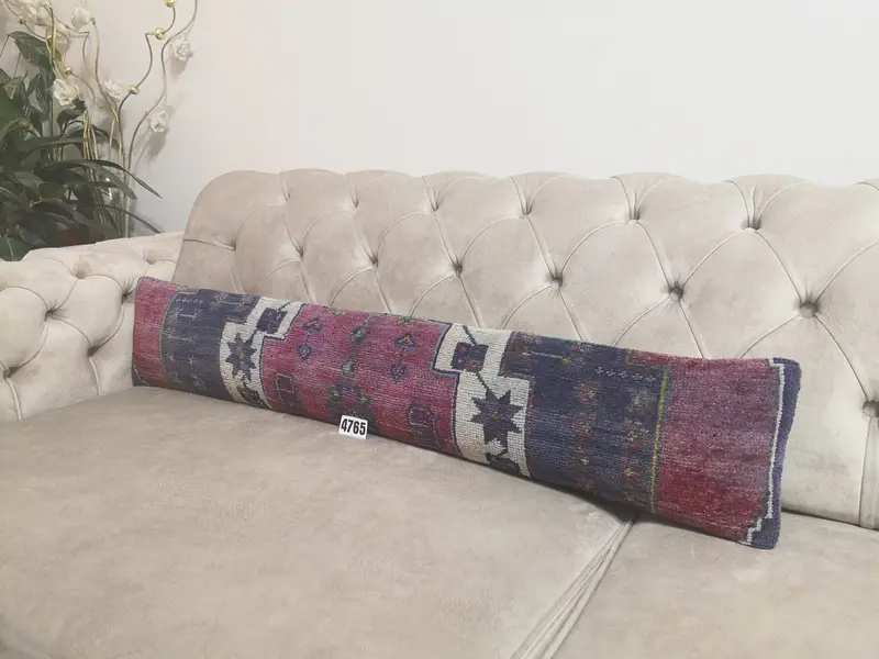 Handgefertigtes Wollkissen mit geometrischem Bronzemuster, Vintage-Rechteckkissen