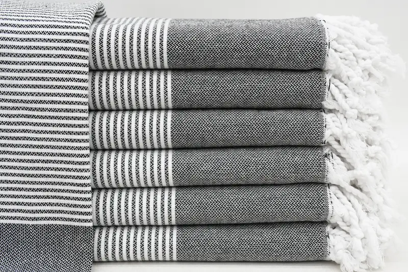 トルコ製バスタオルセット、白黒、40x70、新築祝いギフト - 1