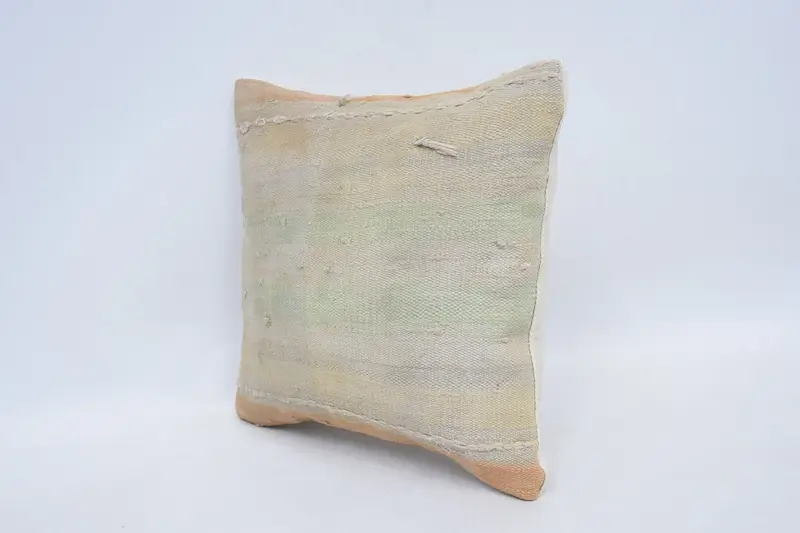 Meditation Pillow Case, Toss Pillow Cover, Tapestry Pillow Sham, Vintage Pillow, Boho Pillow, Pillow Cover, Kilim Cushion Sham, 12x12 Beige Cushion - 4