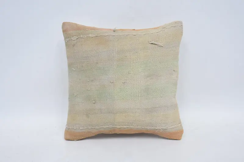 Meditation Pillow Case, Toss Pillow Cover, Tapestry Pillow Sham, Vintage Pillow, Boho Pillow, Pillow Cover, Kilim Cushion Sham, 12x12 Beige Cushion - 1