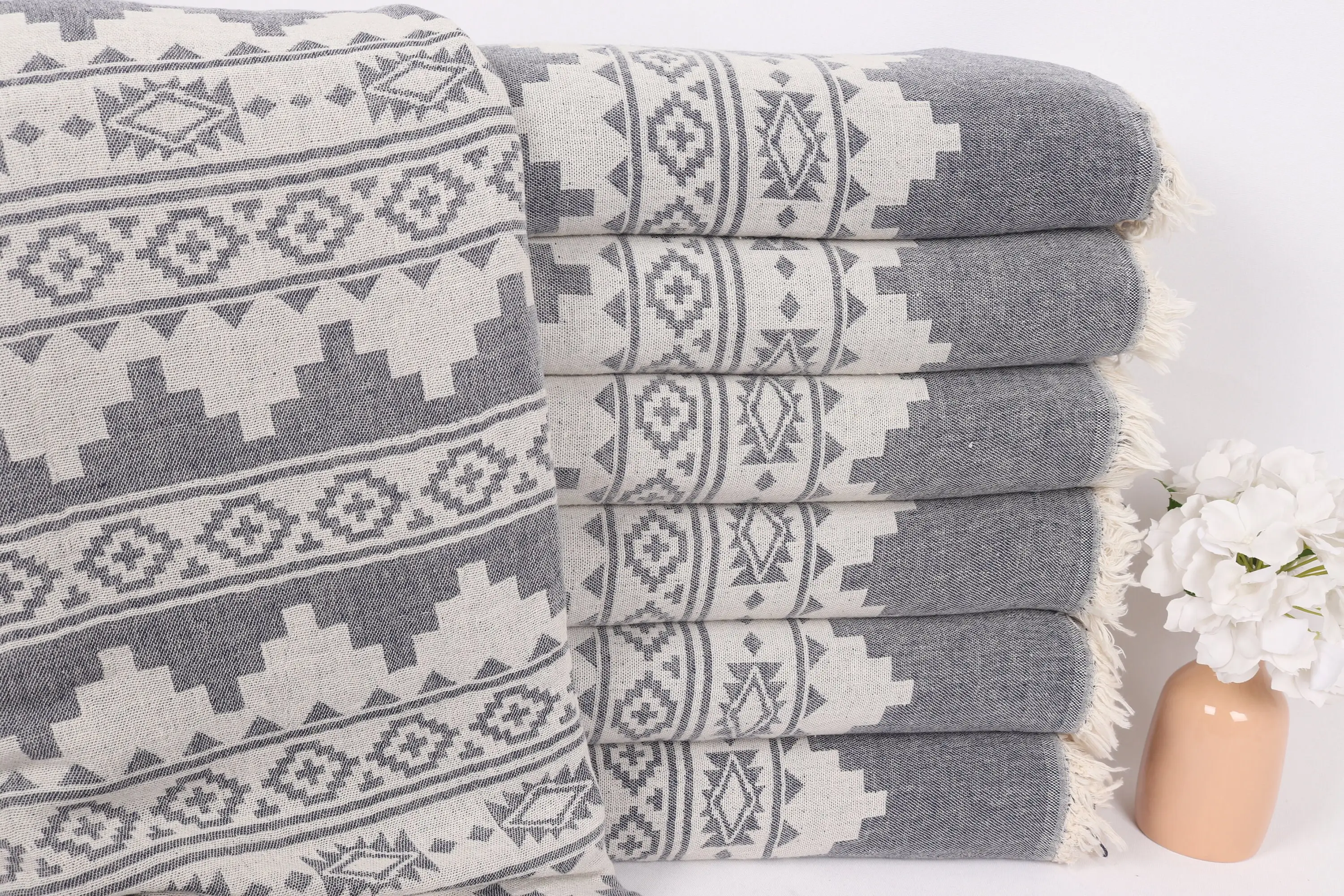 Navy Cotton Blanket Animal Print Shibori Batik Kantha, 79x91 Inches - 1